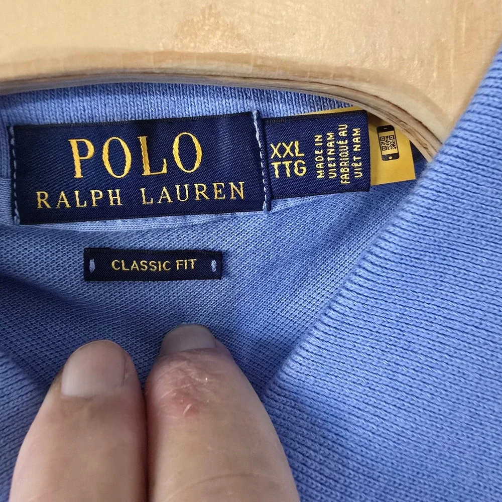 Polo Ralph Lauren Mens XXL Classic Fit Light Blue Cotton Mesh Polo Shirt NWT